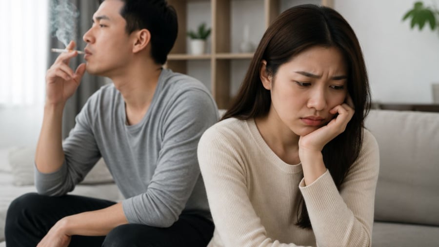 Chồng hay hút thuốc lá có ảnh hưởng không tốt tới vợ